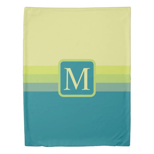 Custom Pale Lime Yellow Teal Green Color Block Duvet Cover