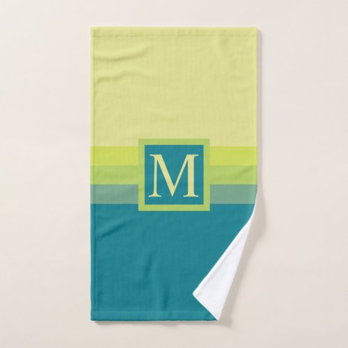 Custom Pale Lime Yellow Teal Green Color Block Hand Towel