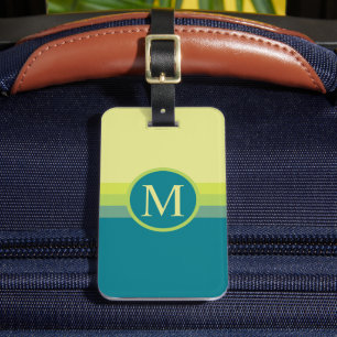Custom Pale Lime Yellow Teal Green Color Block Luggage Tag