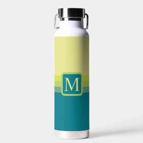 Custom Pale Lime Yellow Teal Green Color Block Water Bottle