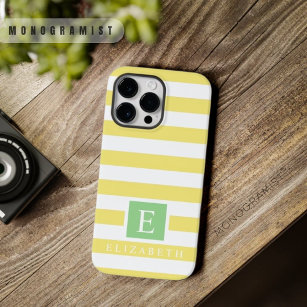 Custom Pale Maize Pastel Yellow White Stripes  Case-Mate iPhone 14 Pro Max Case