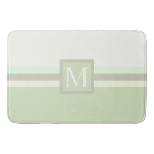 Custom Pale Pastel Green Grey White Color Block Bath Mat