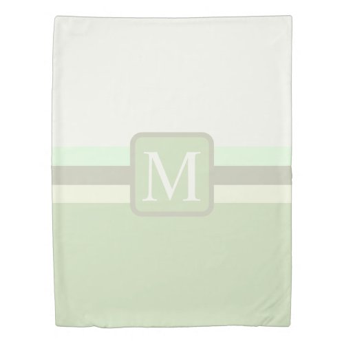 Custom Pale Pastel Green Grey White Color Block Duvet Cover
