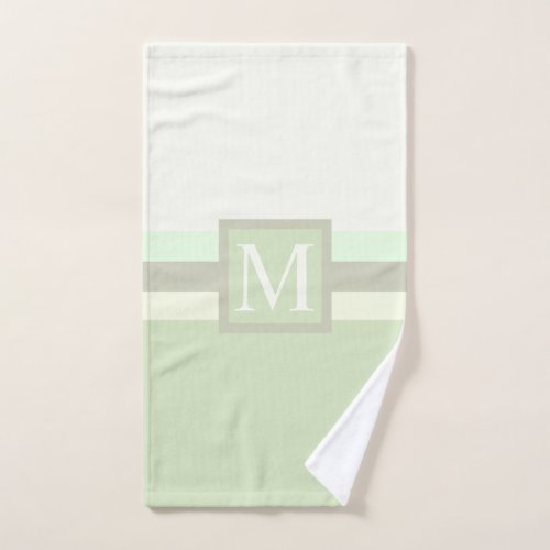 Custom Pale Pastel Green Grey White Color Block Hand Towel