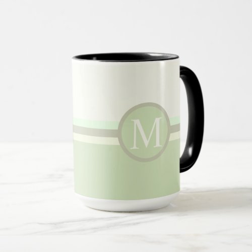 Custom Pale Pastel Green Grey White Color Block Mug