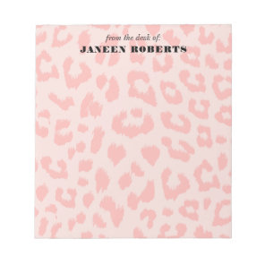 Custom Pale Pink Leopard Print Notepad