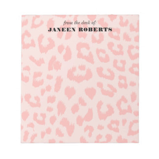 Custom Pale Pink Leopard Print Notepad