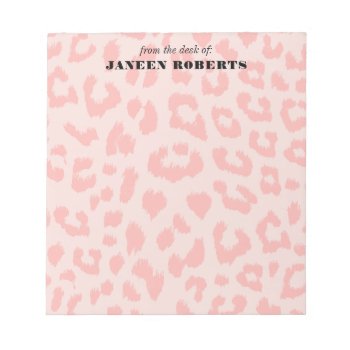 Custom Pale Pink Leopard Print Notepad by HoundandPartridge at Zazzle