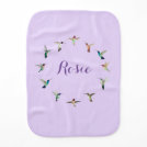 Custom Pale Purple North American Hummingbirds Baby Burp Cloth Custom Pale Purple North American Hummingbirds Baby Burp Cloth