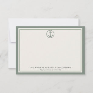 Custom Palm Beach Pink Rose Clover Green Anchor Note Card