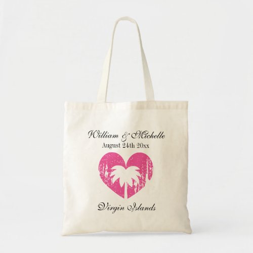 Custom palm destination beach wedding tote bags