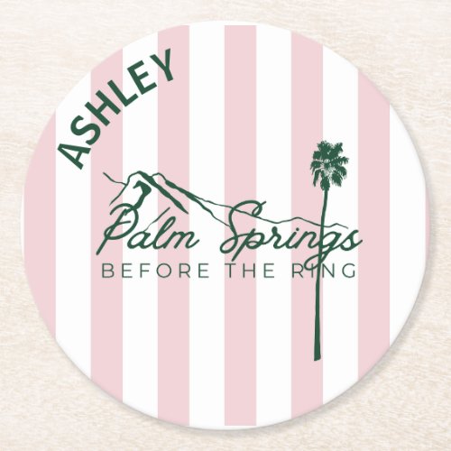 Custom Palm Springs Bachelorette Paper Coaster