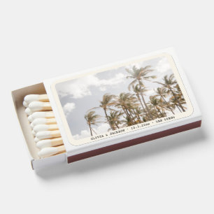 Custom Palm Tree Beach Wedding Favor Matches