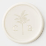 Custom Palm Tree Coastal Wedding Monogram Wax Seal Sticker<br><div class="desc">A serene and stylish wax seal featuring a finely detailed palm tree flanked by two classic serif initials. Perfect for beach weddings,  tropical events,  or coastal stationery branding. The soft,  minimalist design adds a sophisticated touch to invitations. Ideal for monogrammed keepsakes with a breezy,  coastal elegance.</div>