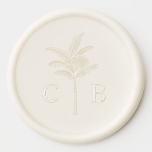 Custom Palm Tree Coastal Wedding Monogram Wax Seal Sticker