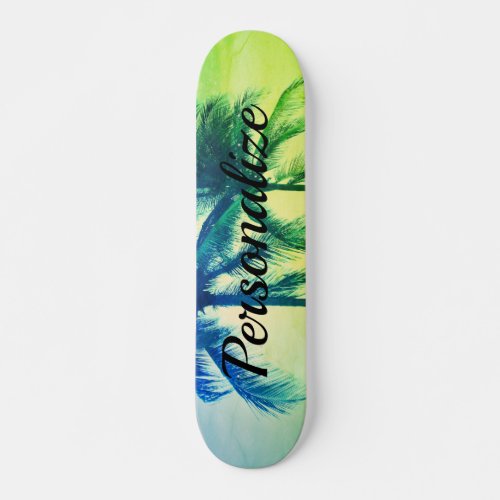 Custom palm tree photo design skateboard deck