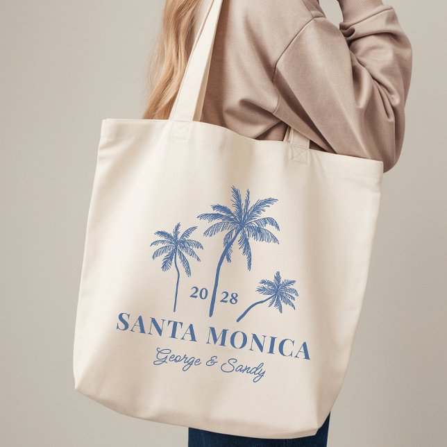 Custom Palm Tree Tote Gift for Bachelorette Party Bag (Personalized gifts for wedding guests, Palm tree beach weddings, Bachelorette party favors)