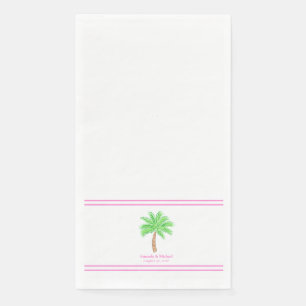 Custom Palm Tree Wedding / Names & Wedding Date Paper Guest Towels