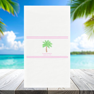 Custom Palm Tree Wedding / Names & Wedding Date Paper Guest Towels