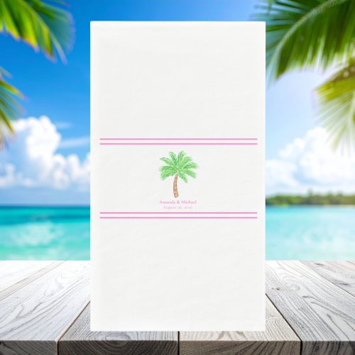 Custom Palm Tree Wedding / Names & Wedding Date Paper Guest Towels