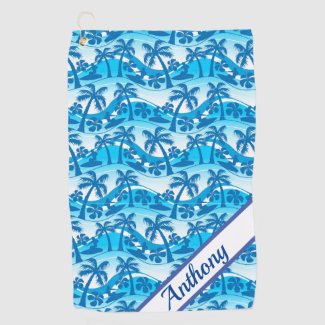 Custom Palm Trees and Surfers  Golf Towel