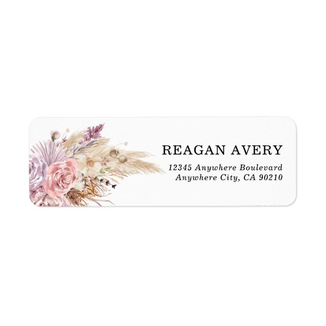Custom Pampas Grass Floral Wedding Label (Front)