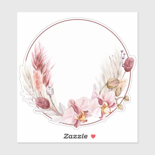 Custom pampas grass round  sticker (Sheet)