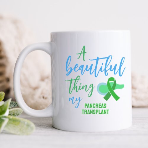 Custom Pancreas Transplant Green Ribbon  Coffee Mug