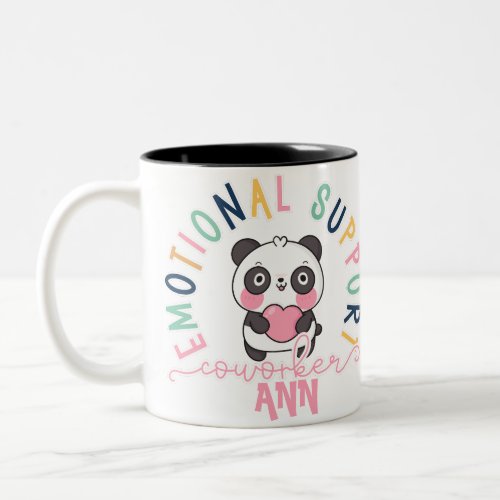 Custom Panda Bear Emotional Support Coworker Two_Tone Coffee Mug