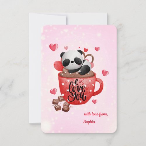 Custom Panda in a Mug I Love You Hot Chocolate  Note Card
