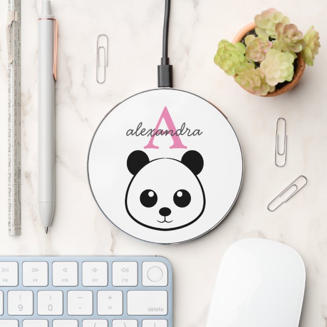 Custom Panda Monogram Wireless Charger – Cute  (Desk)