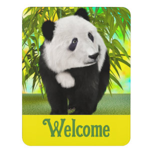 Custom Panda Welcome Door Sign