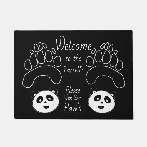Custom Panda Welcome Mat add name wipe paws