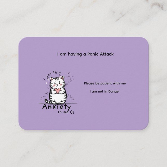 Custom Panic Attack Help Card  (Front)