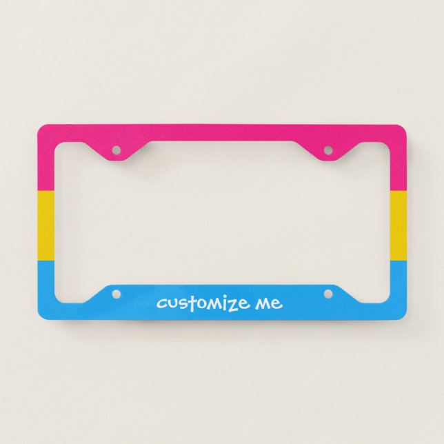 Custom Pansexual Pride Flag License Plate Frame (Front)