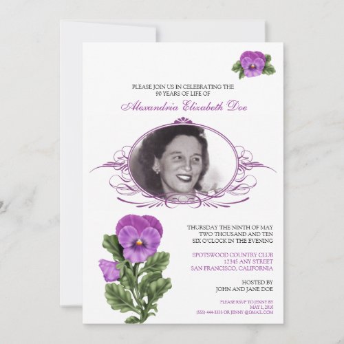 :custom: Pansy Floral Birthday Party Invitation