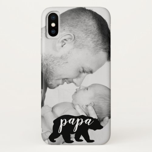 Custom Papa Bear Father and Child Photo iPhone XS Case