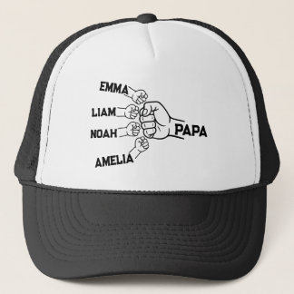 Custom Papa Fist Bump Trucker Hat with 4 Names