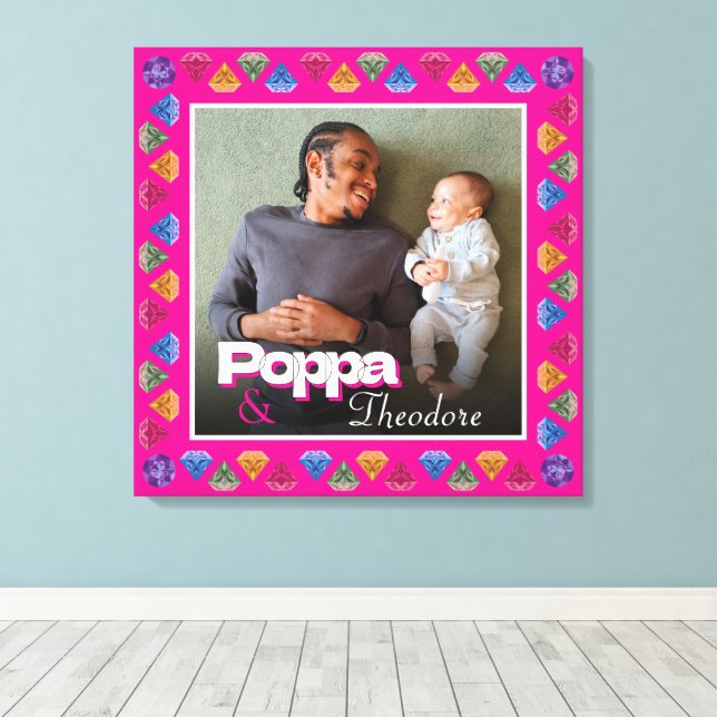 Custom Papa & Me Photo Keepsake – Personalized  Canvas Print (Insitu(Wood Floor))