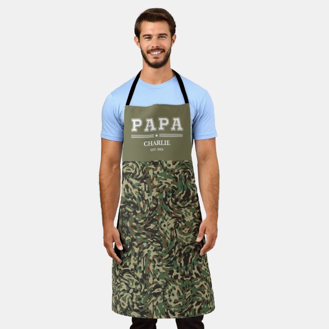 Custom Papa Name Father's Day Personalized Gift Apron (Worn)