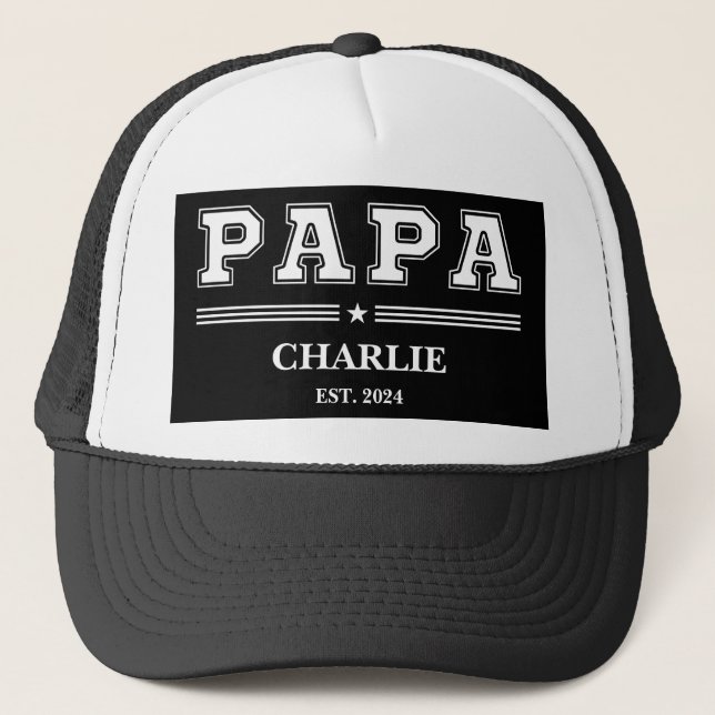 Custom Papa Name Father's Day Personalized Gift Trucker Hat (Front)