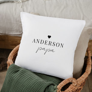 Custom Papa Throw Pillow Name Heart Gift