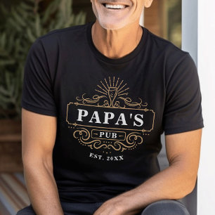 Custom Papa's Pub Home Bar Year Established T-Shirt