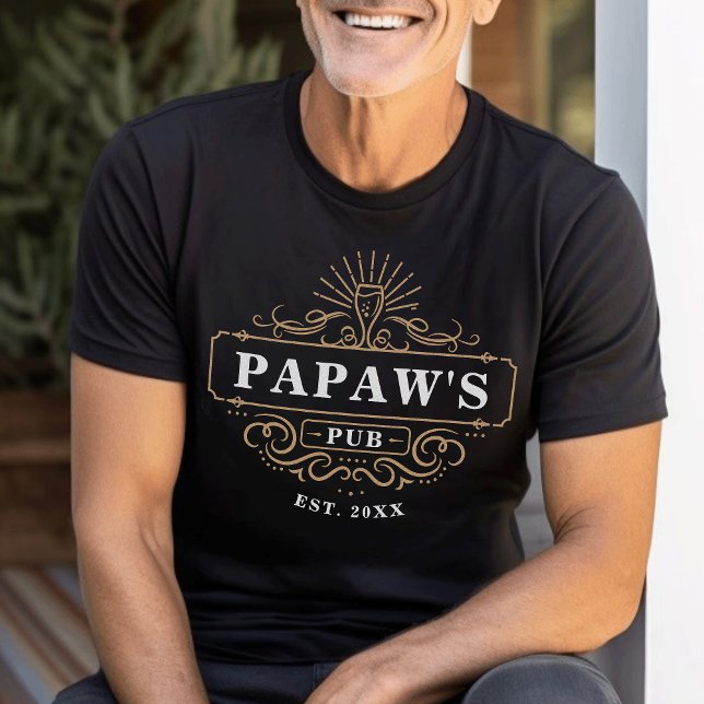 Custom Papaw's Pub Home Bar Year Established T-Shirt (Creator Uploaded)