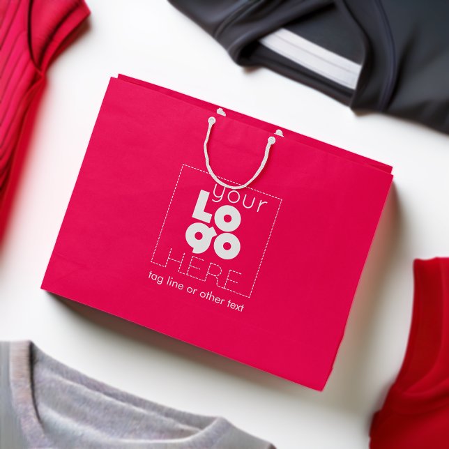 Custom Paper Company Logo on Hot Pink Shopping Large Gift Bag (Creator Uploaded)