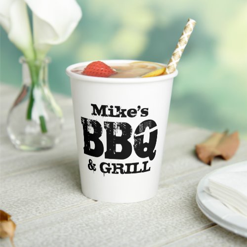 Custom paper cups for back yard garden BBQ party