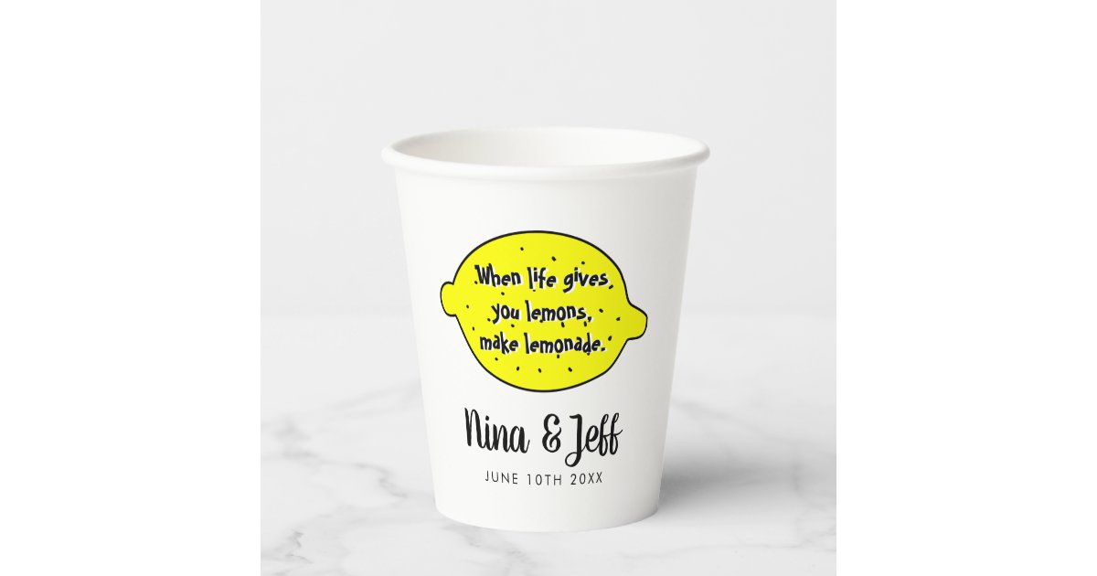 Custom paper cups for lemonade stand at wedding Zazzle