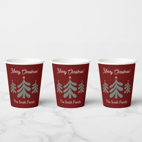 Custom paper cups with Christmas tree design