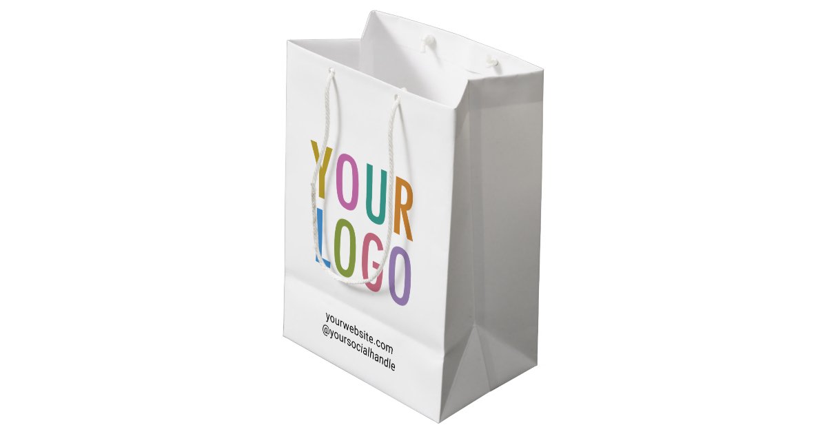 Custom Paper Gift Bag Business Logo No Minimum Zazzle