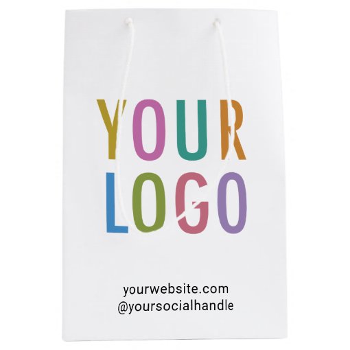 Custom Paper Gift Bag Business Logo No Minimum Zazzle